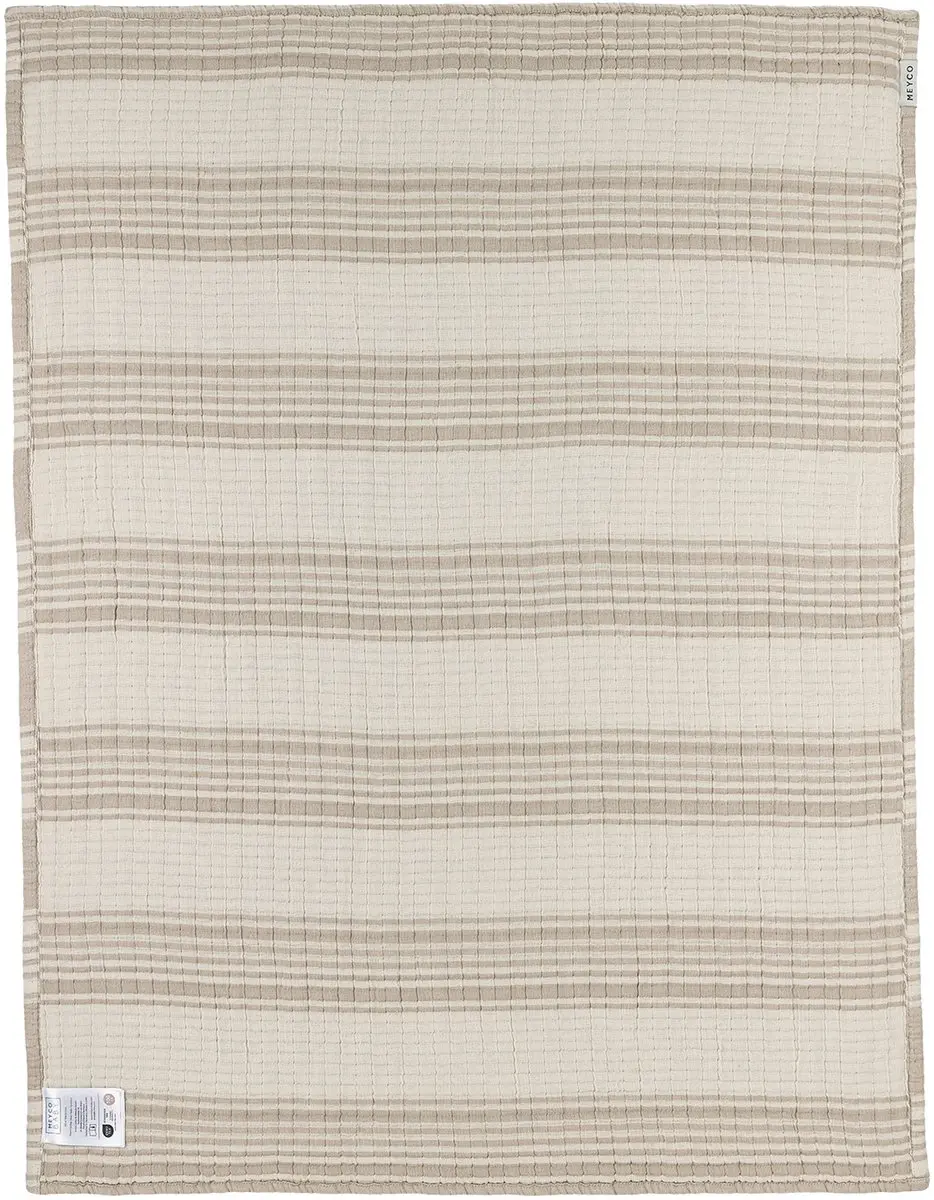 Meyco Baby Stripe Jacquard Deken 100x150cm - Sand - 1.5 TOG