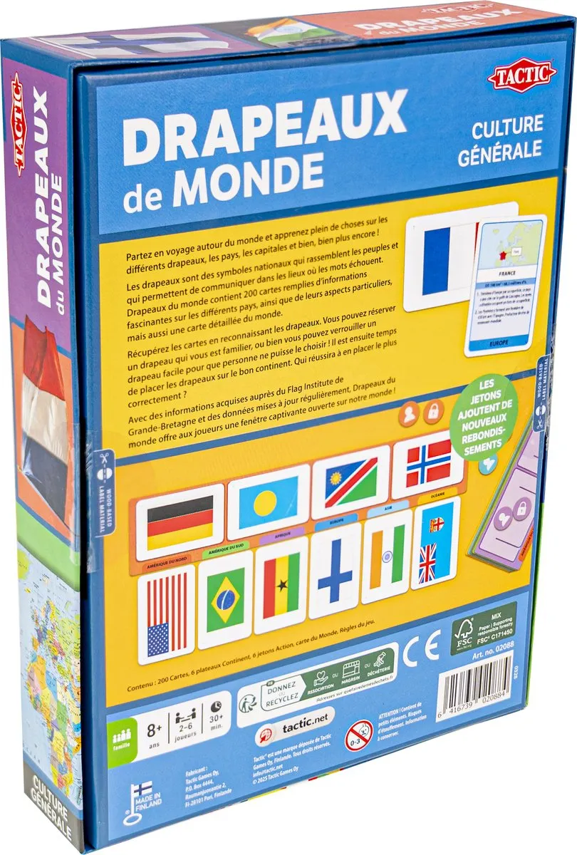 Tactic Drapeaux du Monde - 200 Kaarten - Wit - afbeelding 6 van 6