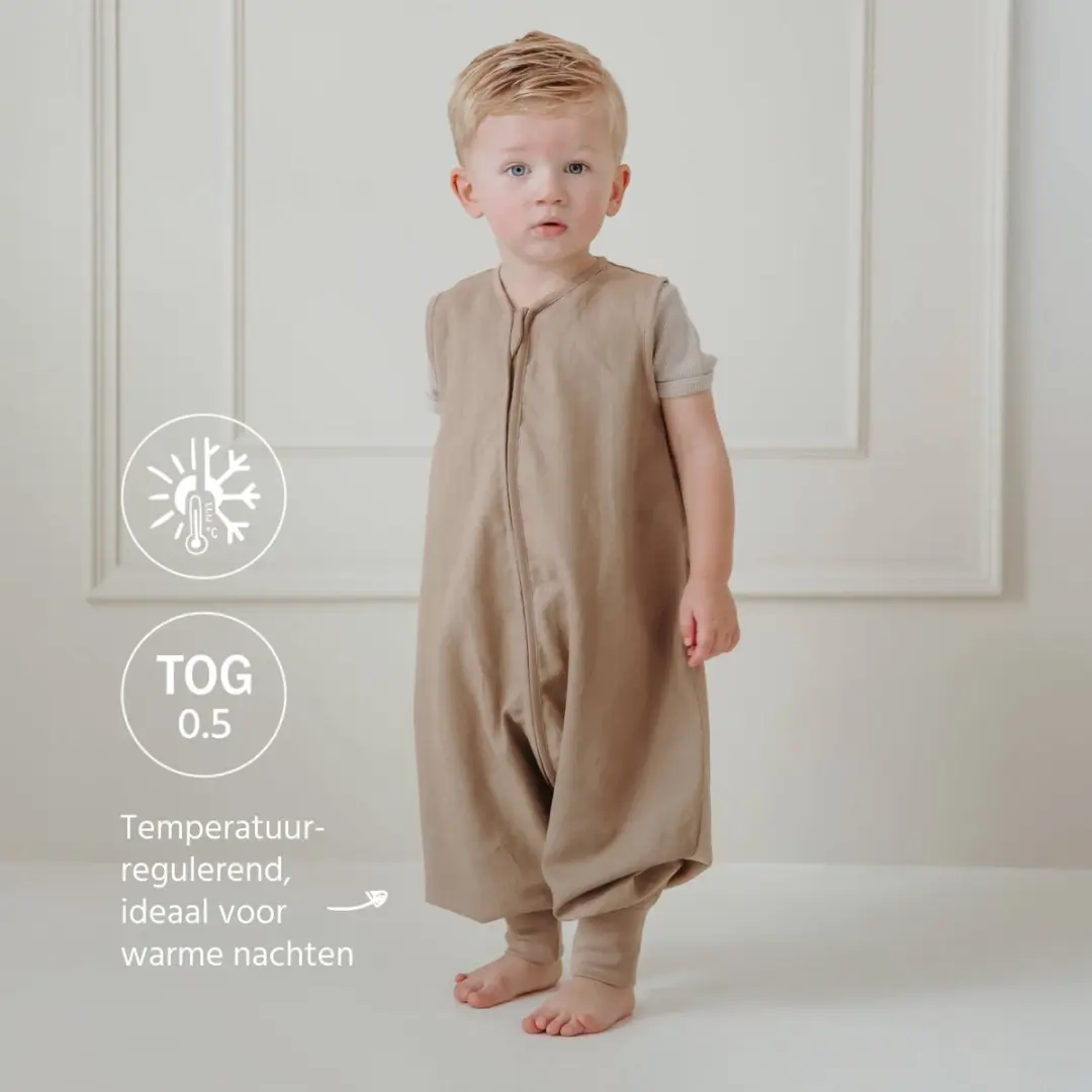 Meyco Baby Studio Collection Linnen Slaapoverall Jumper 104cm - Taupe