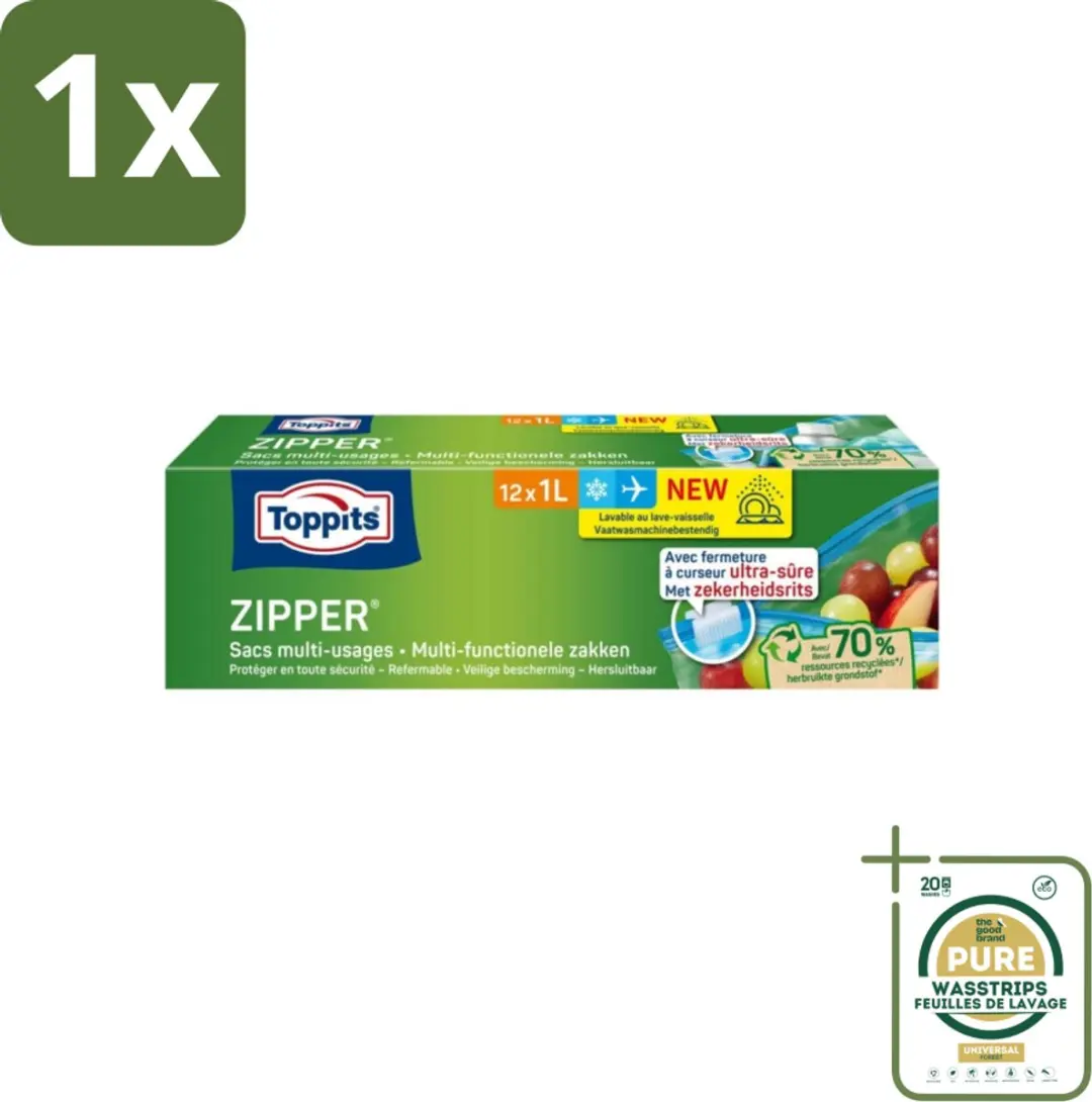 Toppits Zipper Multifunctionele Zakken 1L
