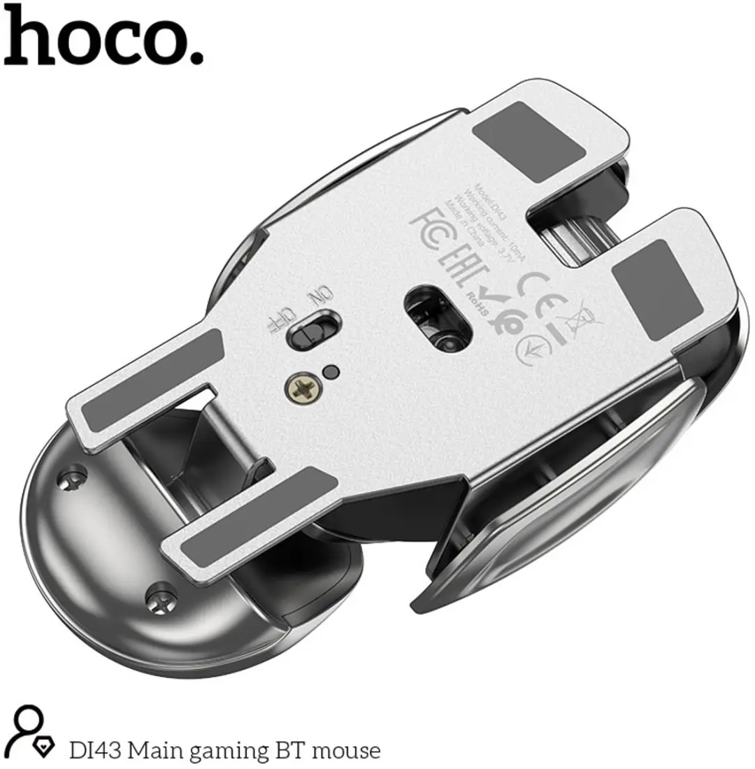 Hoco 6931474799500 Draadloze Muis - 1600 DPI - Metallic Zwart