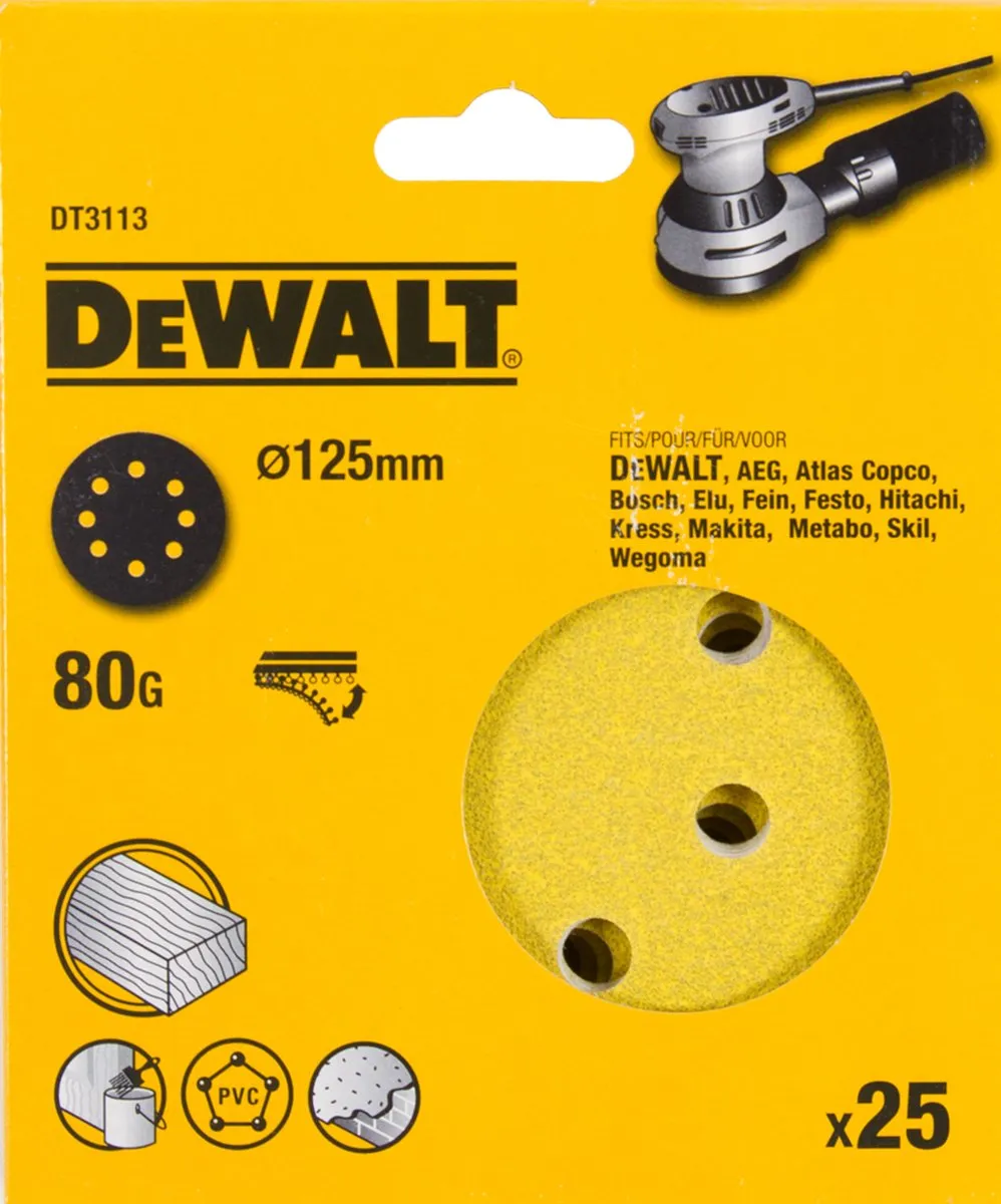 DeWalt DT3113 P80 Schuurschijf 125mm