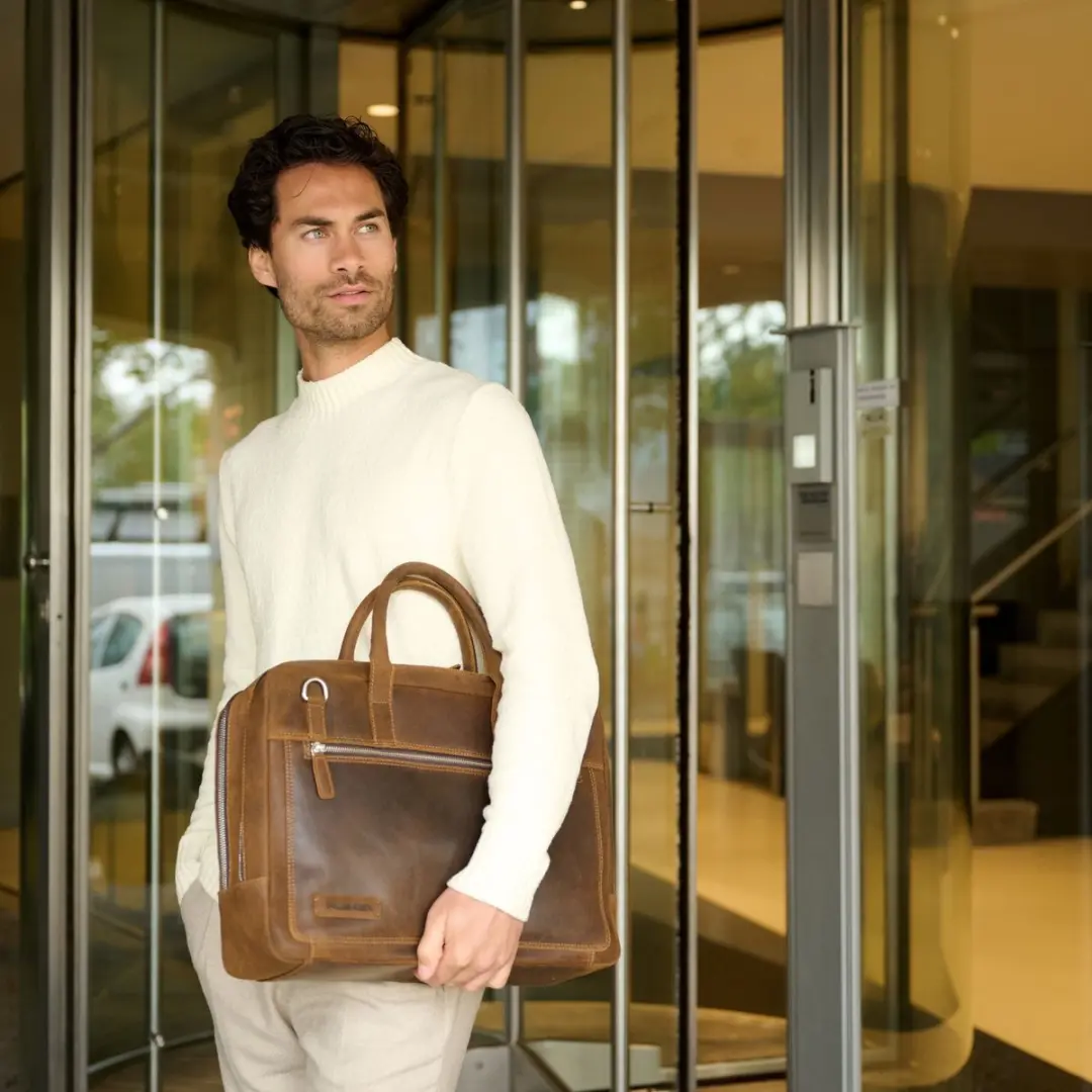 Plevier Coventry Laptoptas 16" - 6 Vakken - Bruin