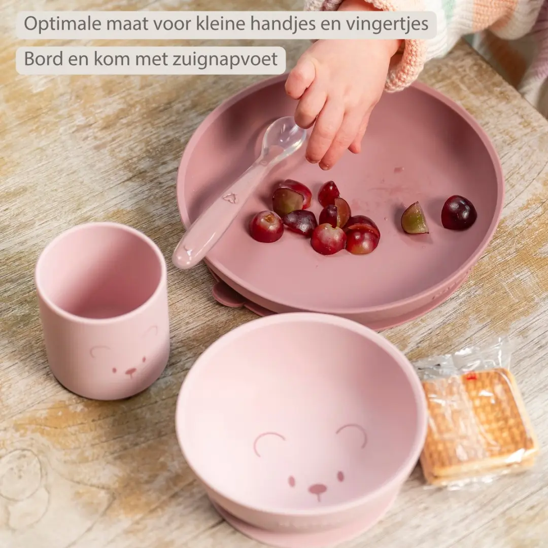 Nattou Mealtime Beer Serviesset Roze - 4 Stuks