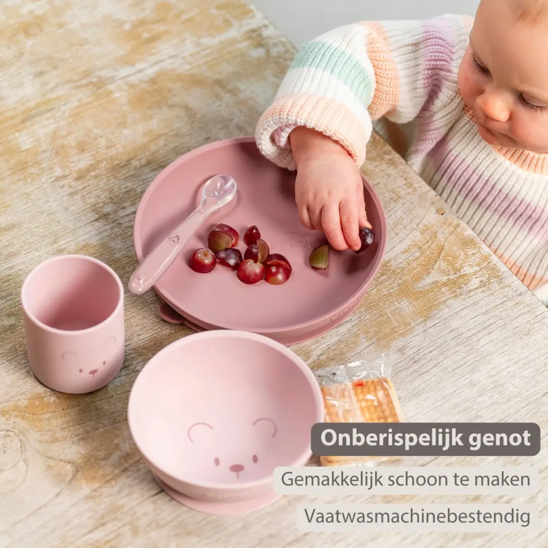 Nattou Mealtime Beer Serviesset Roze - 4 Stuks
