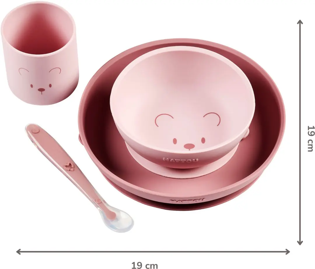 Nattou Mealtime Beer Serviesset Roze - 4 Stuks