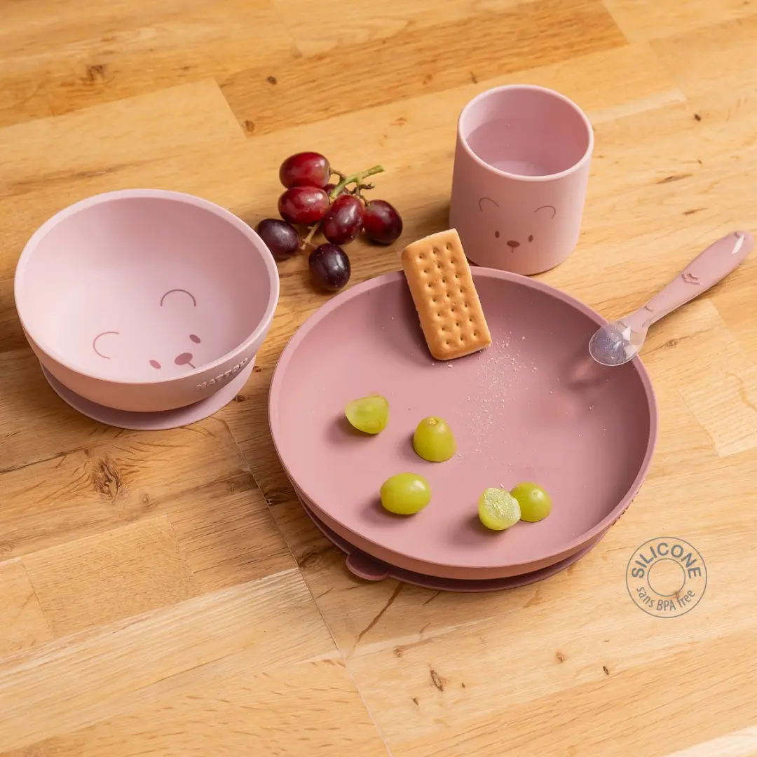 Nattou Mealtime Beer Serviesset Roze - 4 Stuks