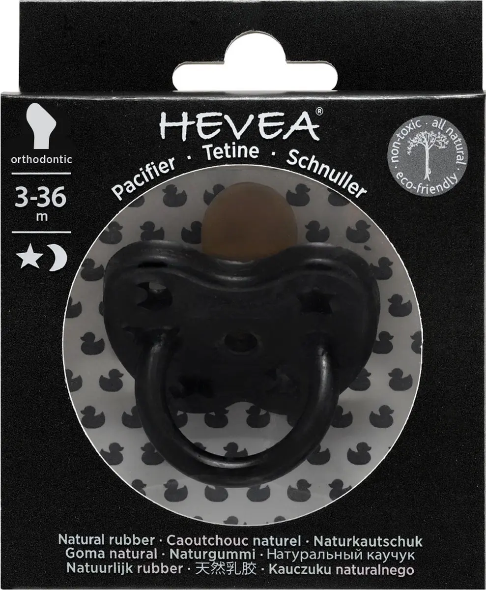 Hevea Orthodontische Dental Speen Outer Space - Zwart