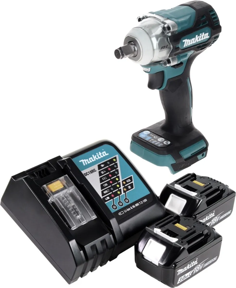 Makita DTW 300 RF Slagmoersleutel 18V 330Nm - 2x 3,0Ah + Oplader - afbeelding 4 van 5