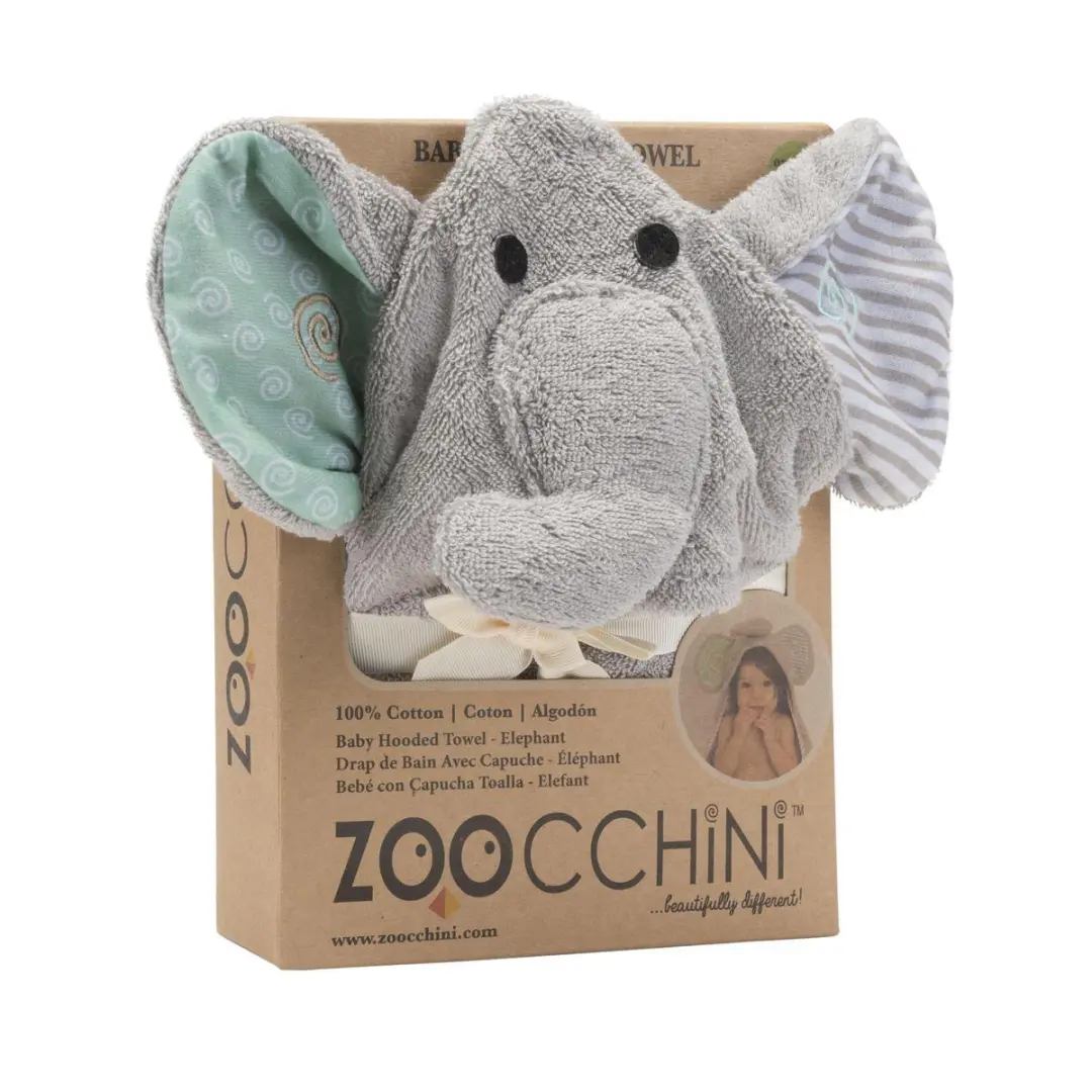 Zoocchini Baby Badcape Elli the Elephant - Grijs