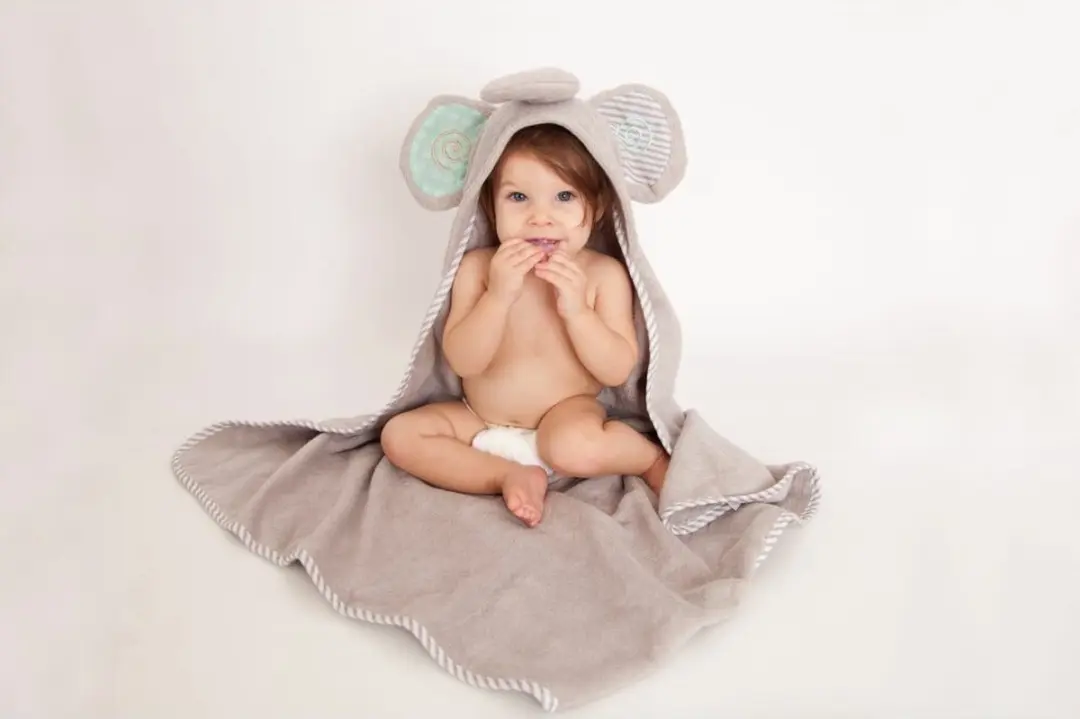 Zoocchini Baby Badcape Elli the Elephant - Grijs