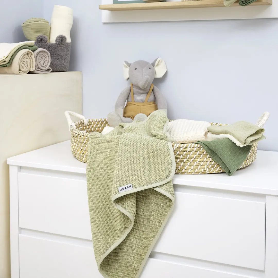 Meyco Baby Popcorn Badcape 75x75cm - Soft Olive