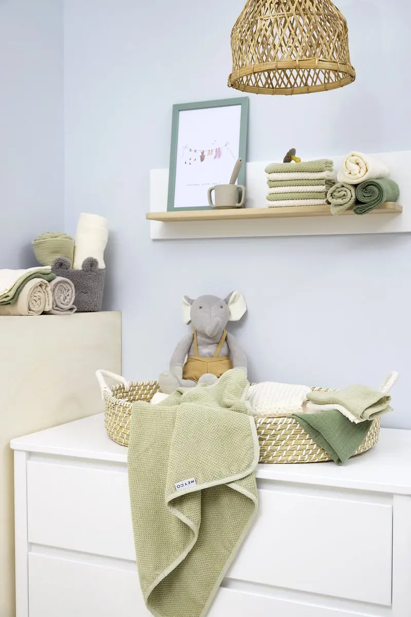 Meyco Baby Popcorn Badcape 75x75cm - Soft Olive