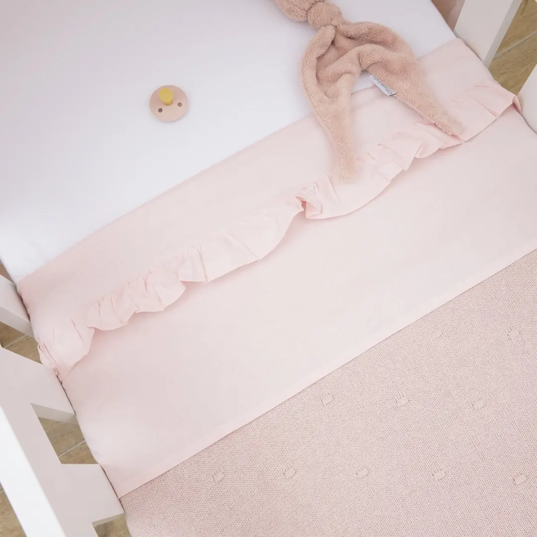 Meyco Baby Ruffle WiegLaken 75x100cm - Soft Pink - afbeelding 6 van 6