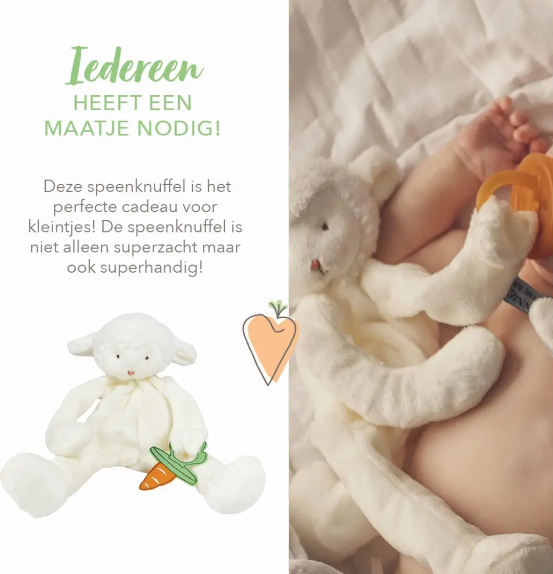 Bunnies By The Bay Knuffeldoekje Lammetje - 25cm - Wit