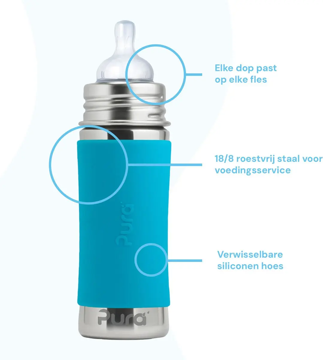 Pura Speenfles 325ml - Aqua