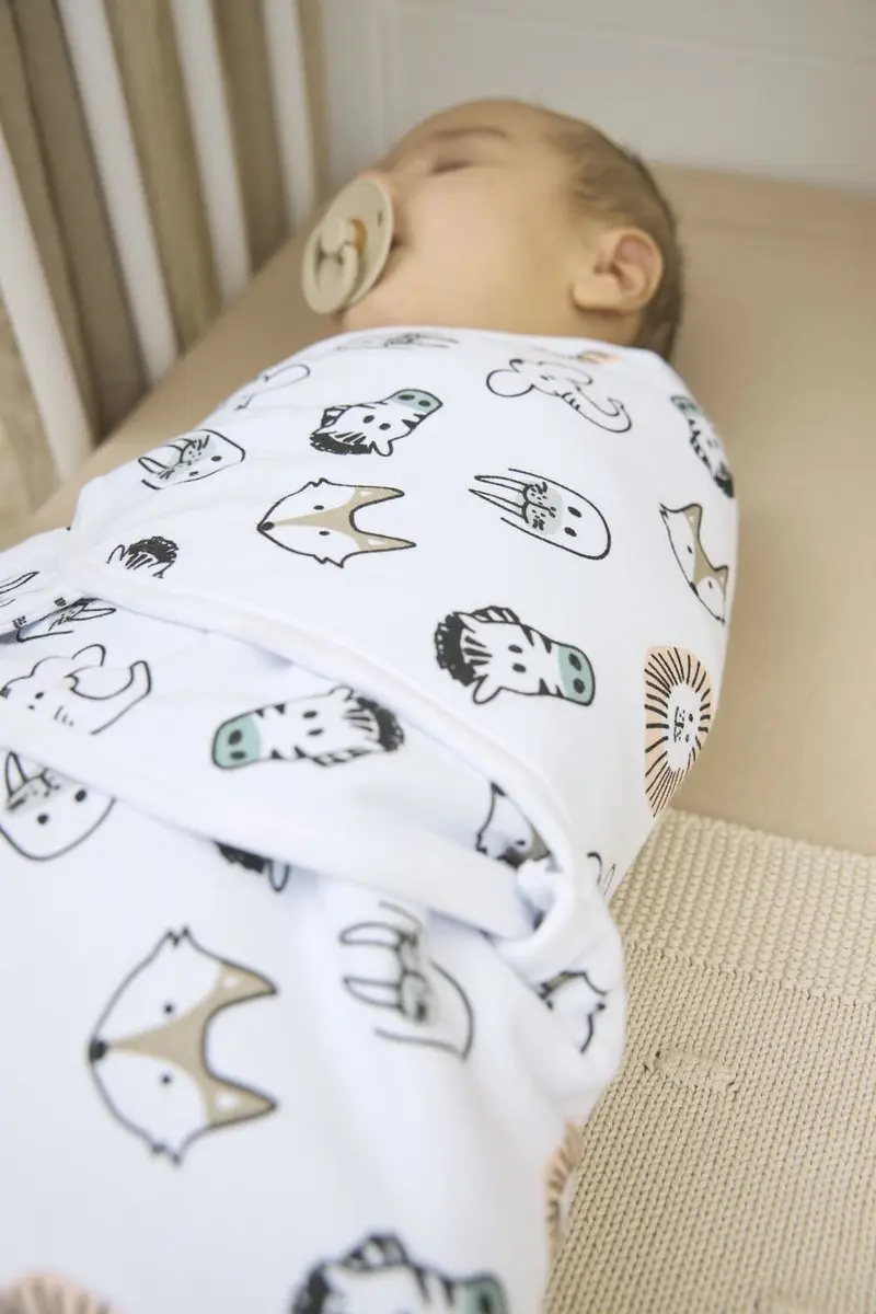 Meyco Baby SwaddleMeyco Inbakerdoek Gevoerd Animal Multicolour 0-3 maanden 2.0 TOG