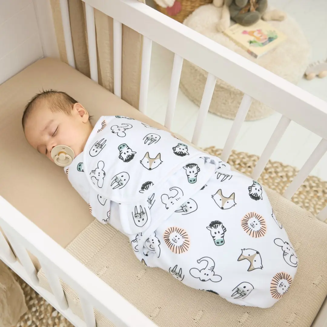 Meyco Baby SwaddleMeyco Inbakerdoek Gevoerd Animal Multicolour 0-3 maanden 2.0 TOG - afbeelding 6 van 6