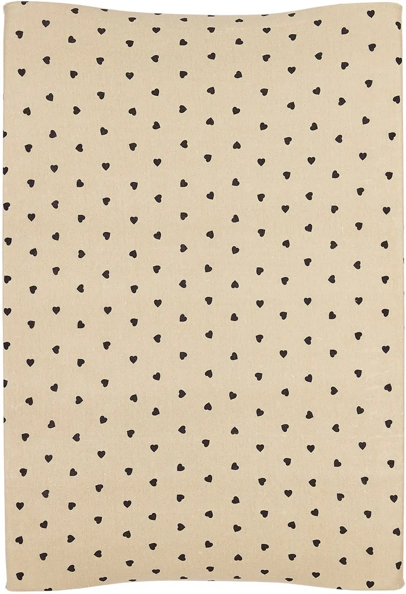 Meyco Baby Sweet Heart Aankleedkussenhoes 50x70cm - Soft Sand/Black