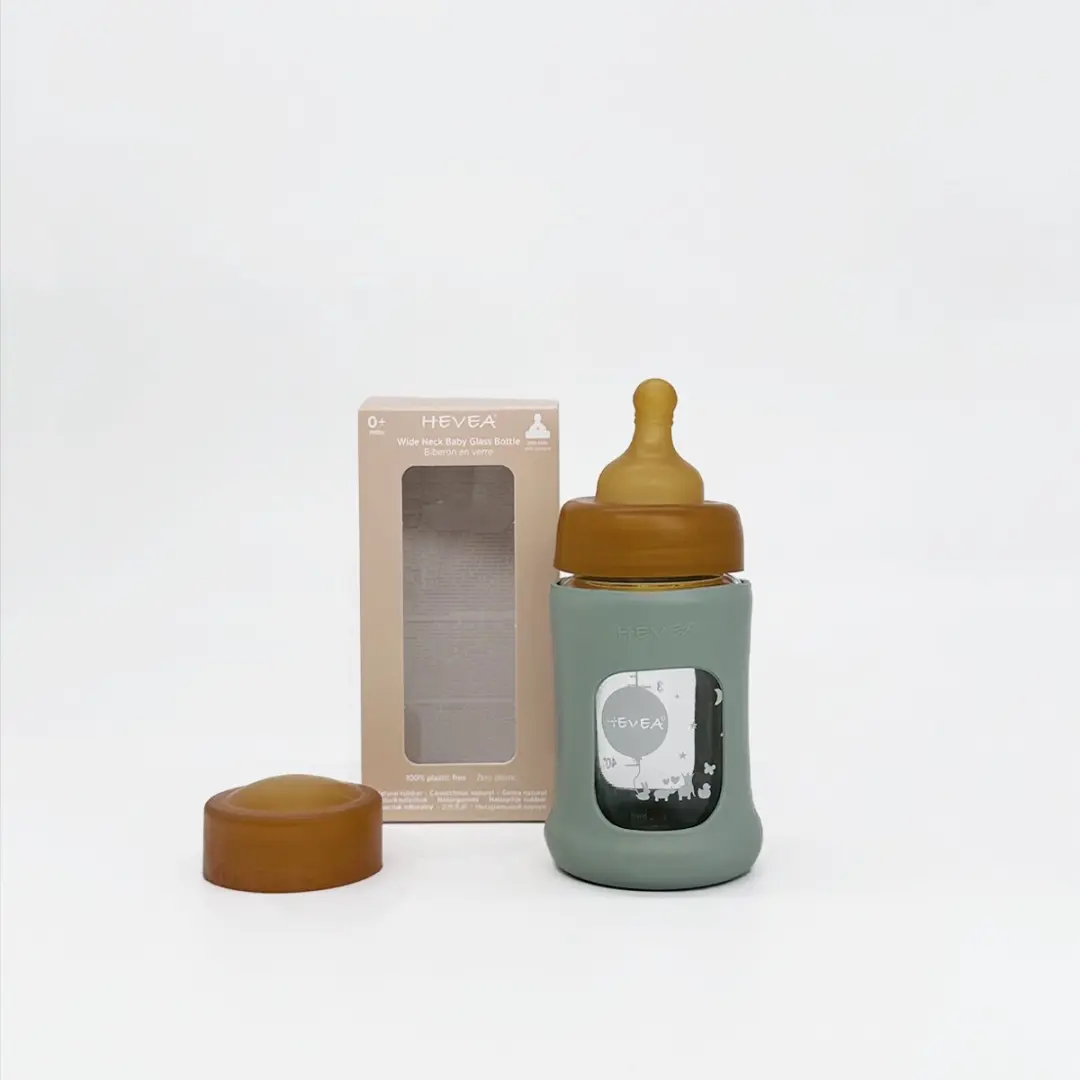 Hevea Wide Neck Babyfles 150ml - Seafoam Blue