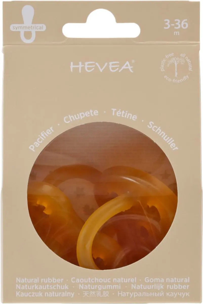 Hevea Two-Pack Symmetrische Speen 6-18 Maanden - Geel