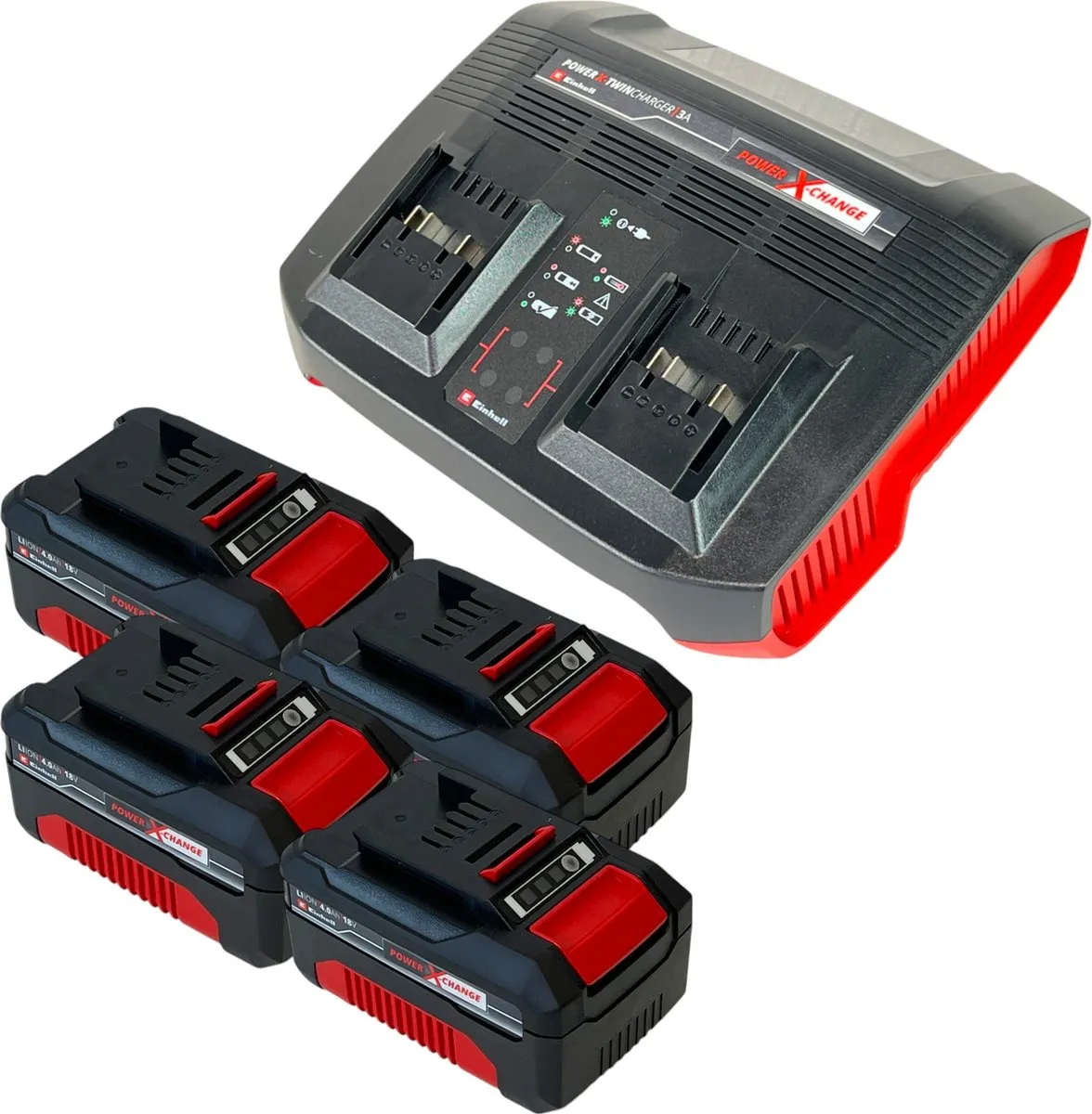 Einhell PXC Starter Kit 4x 18V 4.0Ah Power X-Change Accu + Power X-Twincharger