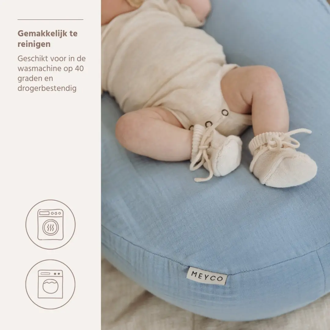 Meyco Baby Uni Relaxhoes Voedingskussen - Hydrofiel - Jeans Blue
