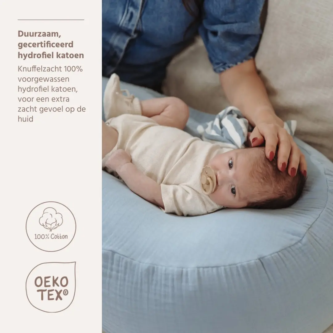 Meyco Baby Uni Relaxhoes Voedingskussen - Hydrofiel - Jeans Blue