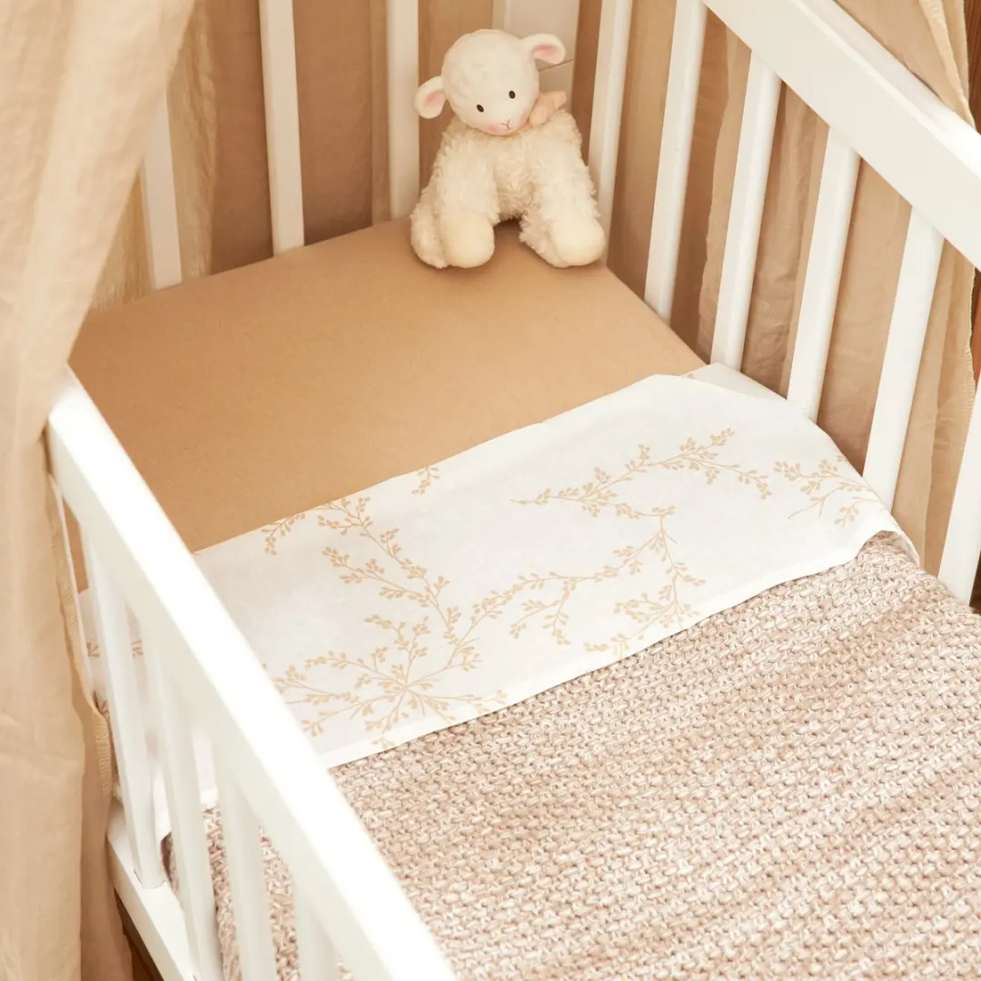Meyco Baby Branches Ledikantlaken 100x150cm - 2 Stuks - Sand - afbeelding 6 van 6