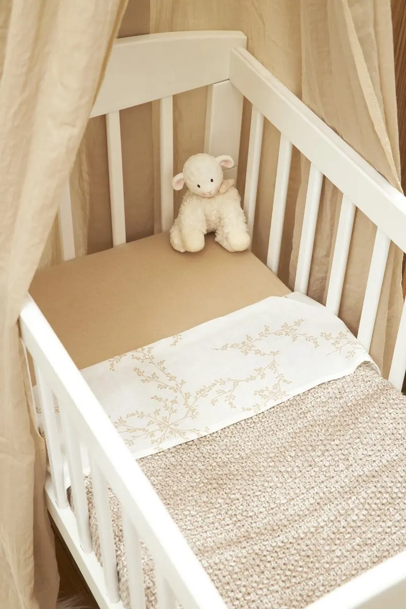 Meyco Baby Branches Ledikantlaken 100x150cm - 2 Stuks - Sand