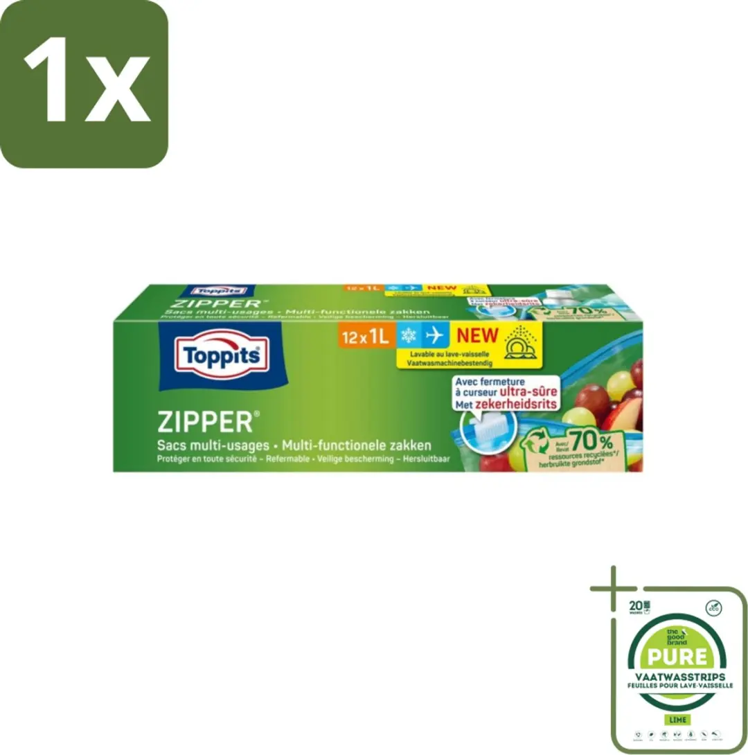 Toppits Zipper Multifunctionele Zakken 1L
