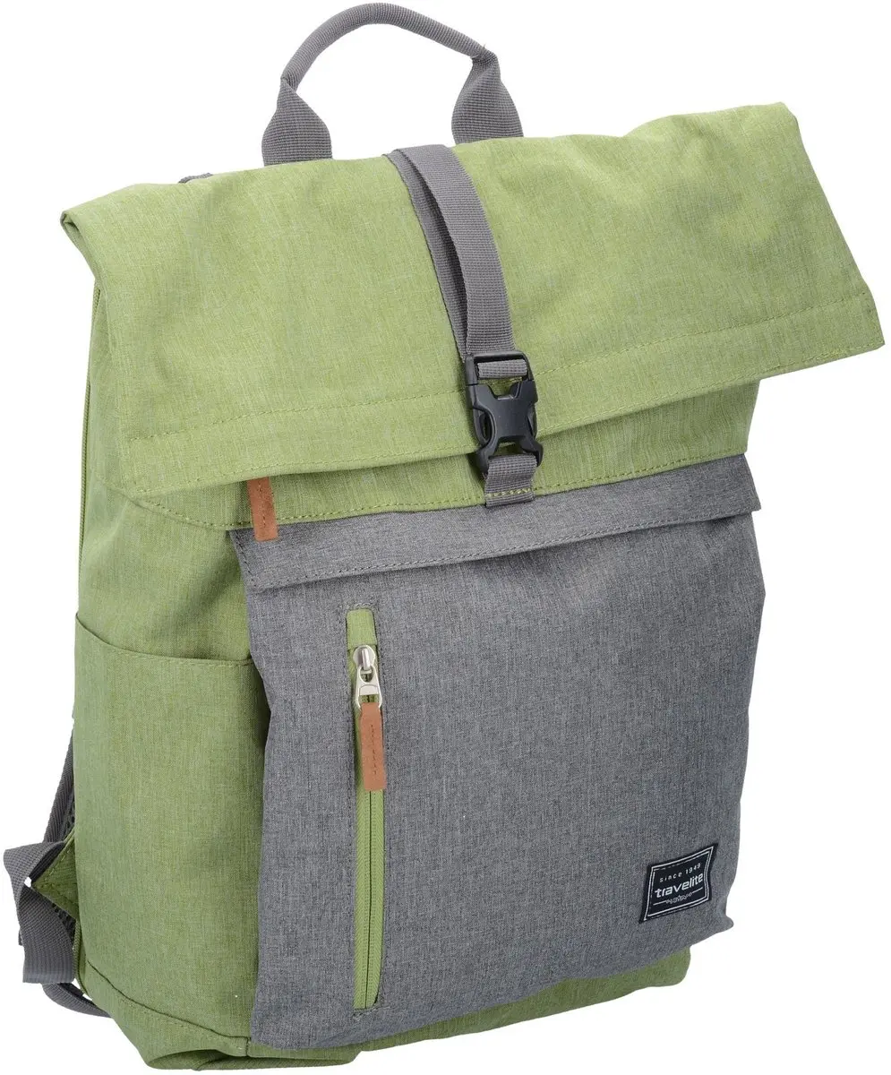 Travelite Basics Rollup Backpack 15,6" - Green/Grey - afbeelding 6 van 6