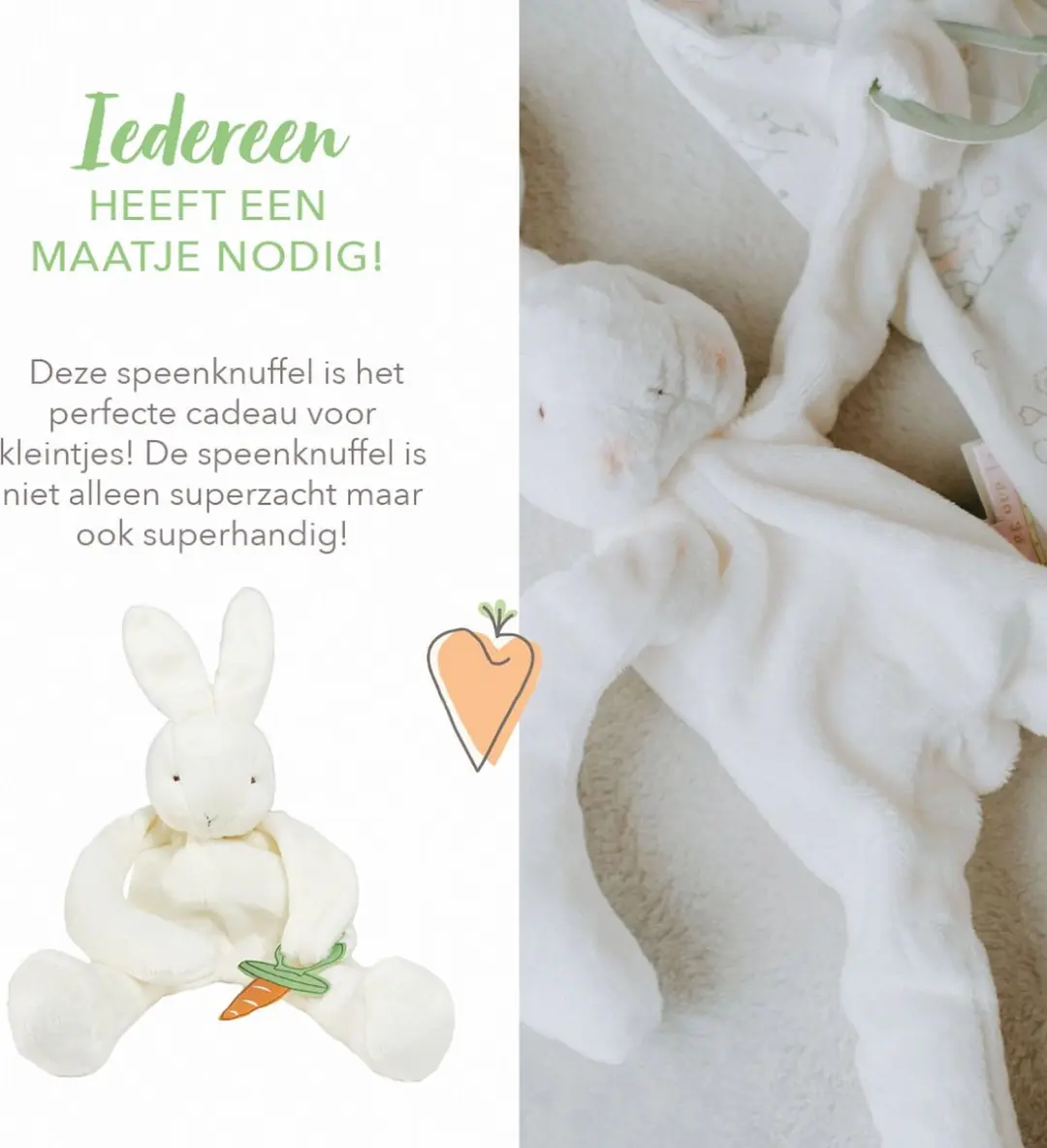 Bunnies By The Bay Knuffeldoekje Konijn - 25cm Wit