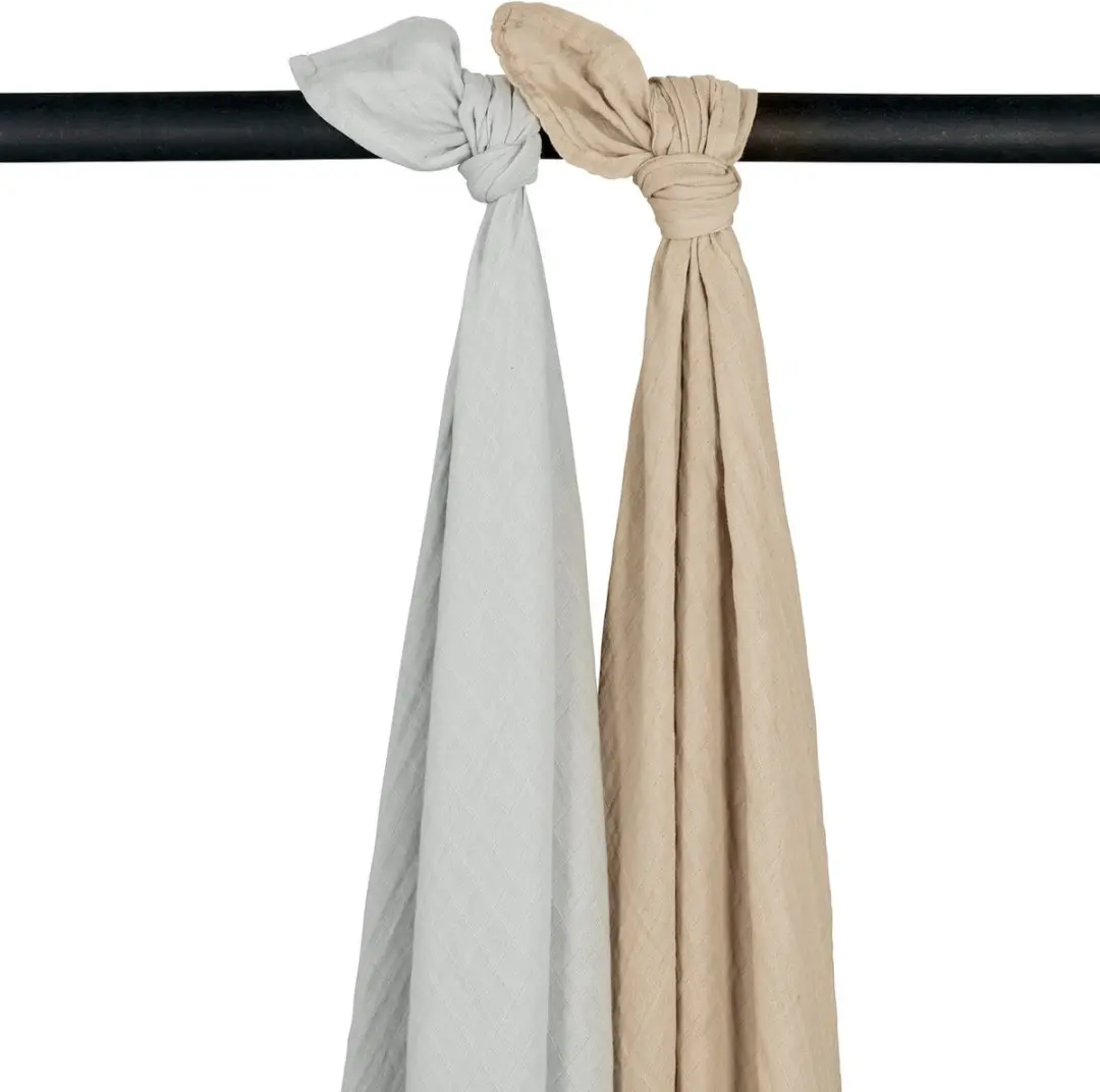 Meyco Baby Uni Swaddle 2-pack - 120x120cm - Light Grey/Sand - afbeelding 6 van 6