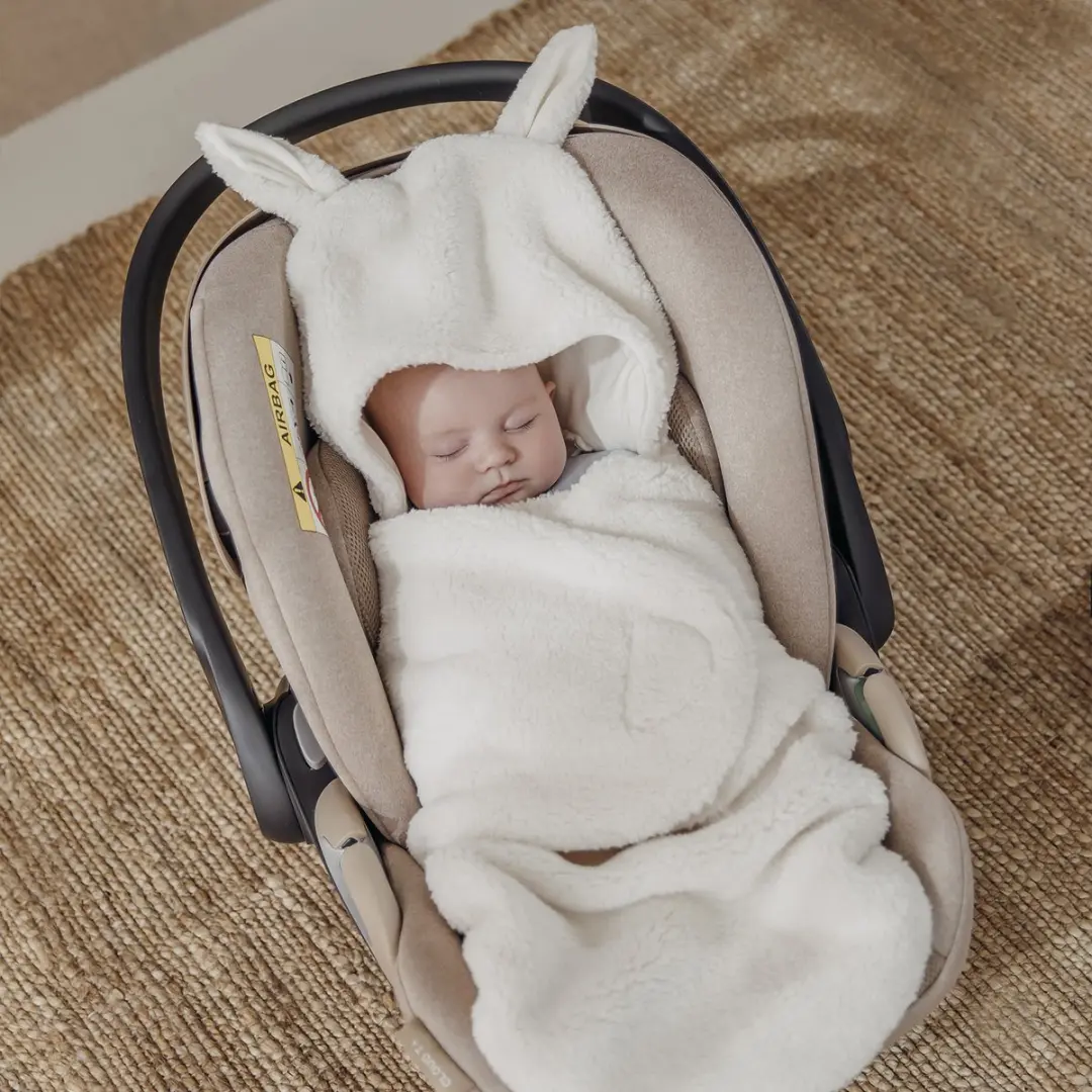 Meyco Baby Rabbit Wikkeldeken Teddy Natural 100x100cm