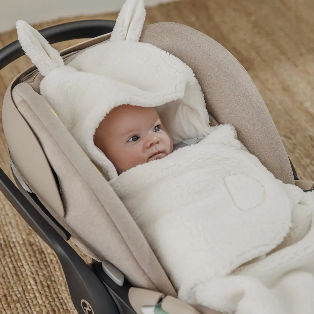 Meyco Baby Rabbit Wikkeldeken Teddy Natural 100x100cm