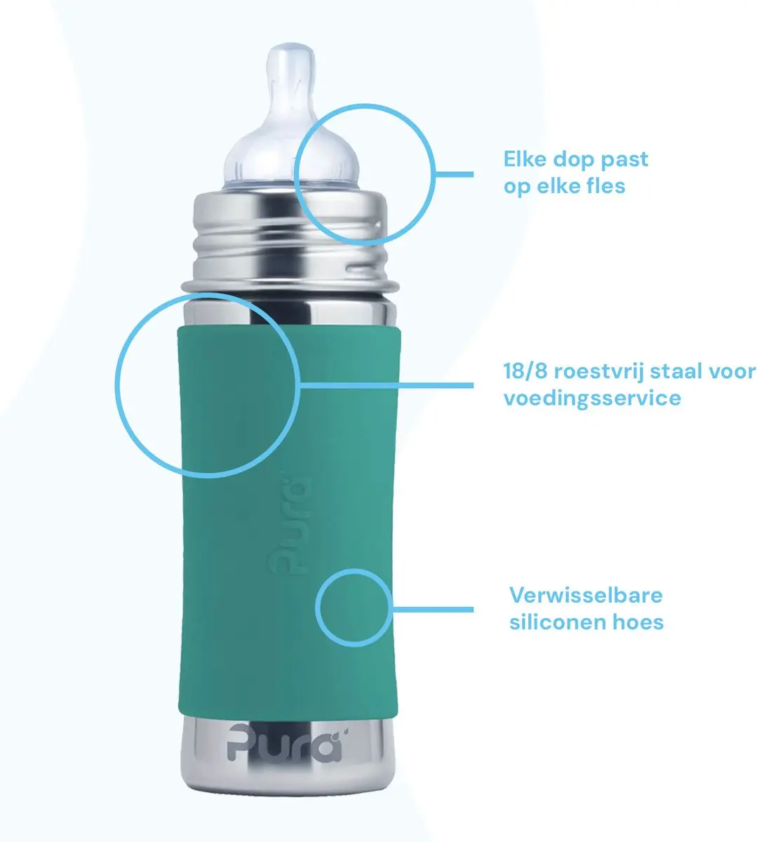 Pura Speenfles 325ml - Plasticvrij - Mint