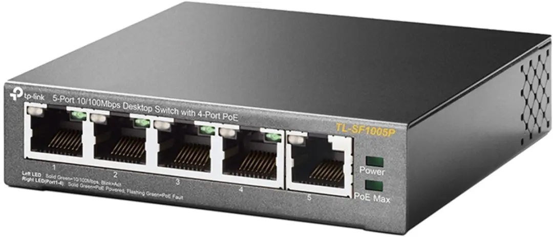TP-Link TL-SF1005P Unmanaged Switch 5x PoE - 1 Gbps - 58W - Zwart
