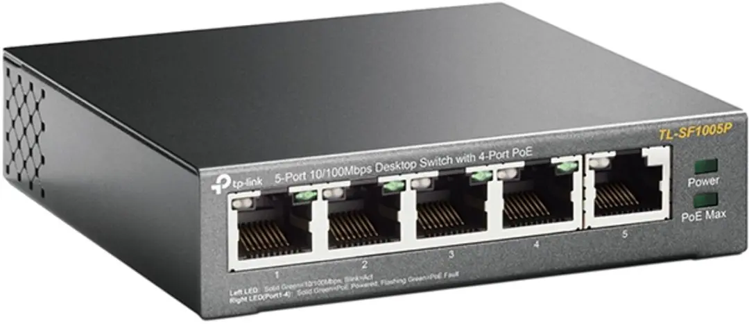 TP-Link TL-SF1005P Unmanaged Switch 5x PoE - 1 Gbps - 58W - Zwart