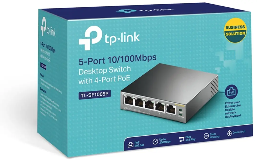 TP-Link TL-SF1005P Unmanaged Switch 5x PoE - 1 Gbps - 58W - Zwart