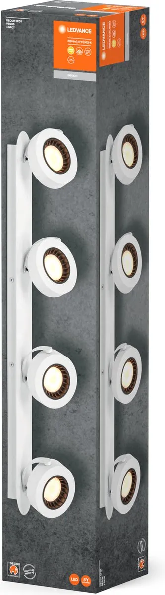 LEDVANCE Decor Spot Venus White 4 Spot - 21W 910lm Warm Wit