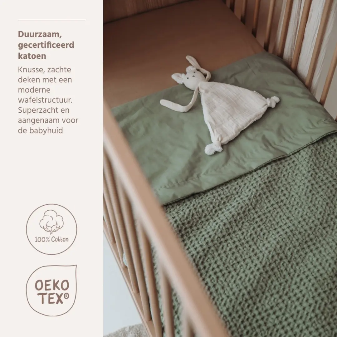 Meyco Baby Wafelkatoen Ledikantdeken 100x150cm - 1.0 TOG - Olive Green