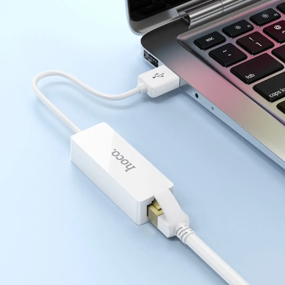 Hoco USB-A naar RJ45 Ethernet Adapter 100 Mbps - Wit