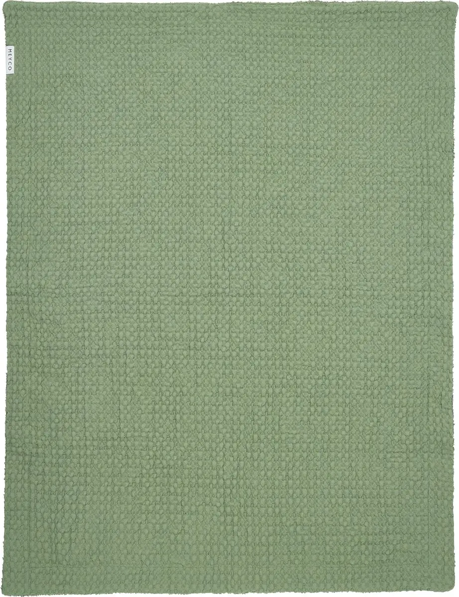 Meyco Baby Wafel Teddy Wiegdeken 75x100cm - Olive Green