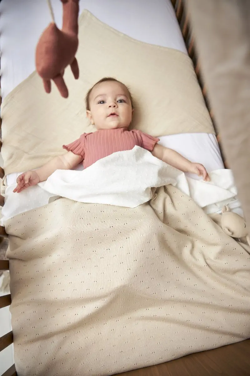 Meyco Baby Ajour Wiegdeken 75x100cm - Soft Sand