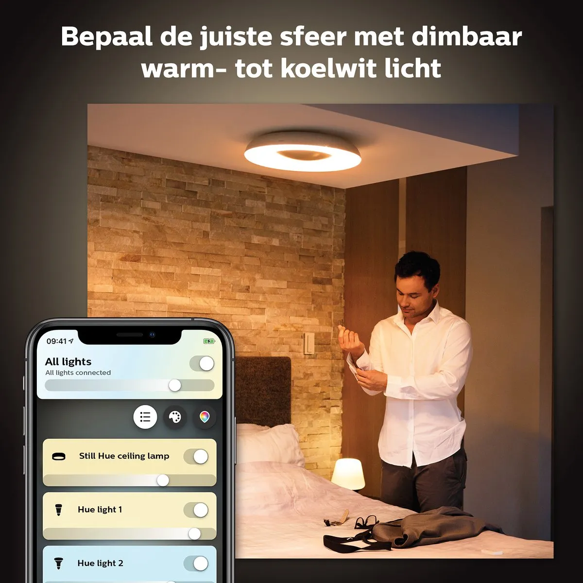 Philips Hue Still Plafondlamp - Aluminium - 1 Dimmer Switch