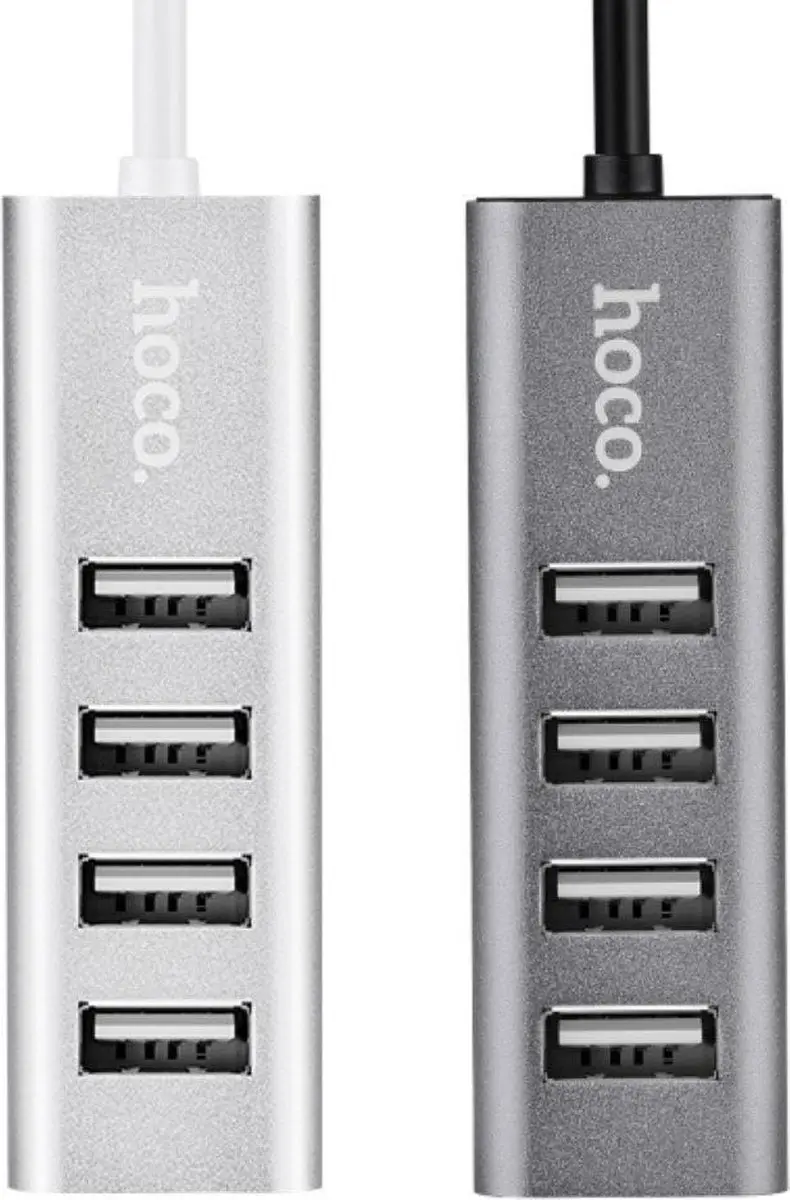 HOCO HB1 USB 2.0 Hub met 4 poorten Grijs