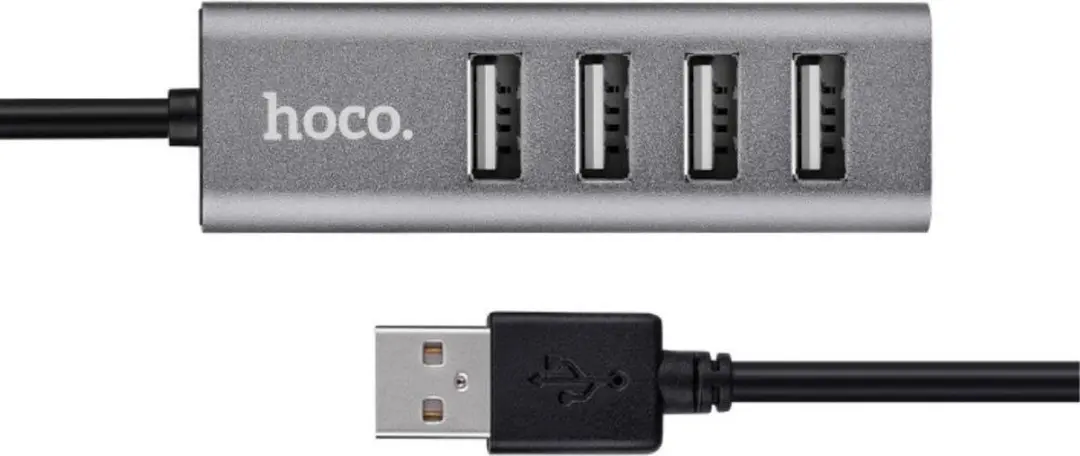 HOCO HB1 USB 2.0 Hub met 4 poorten Grijs