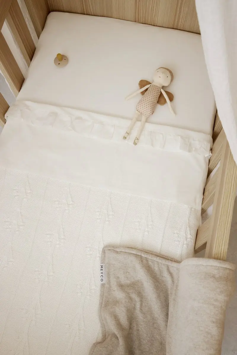 Meyco Baby Ruffle Ledikantlaken 100x150cm - Offwhite
