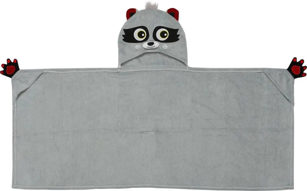 Zoocchini Badcape Rocco the Raccoon - One Size - Grijs